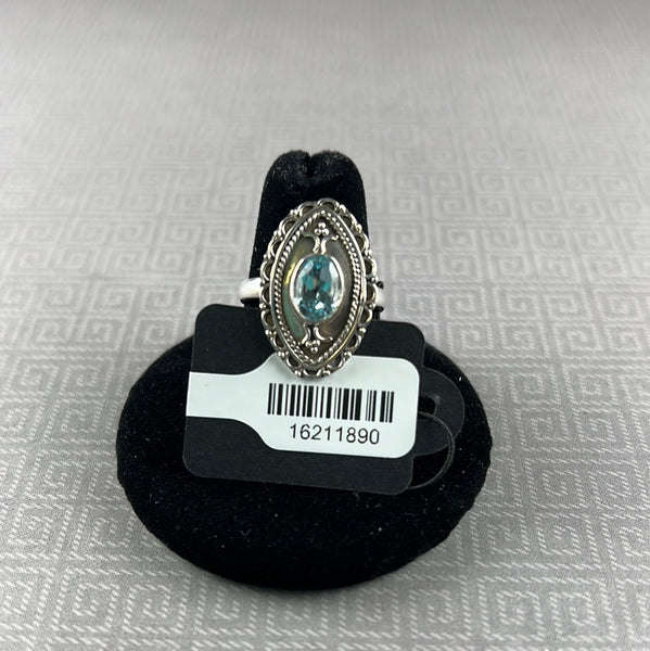 Blue Topaz Sterling Silver Ring - Size 7.25