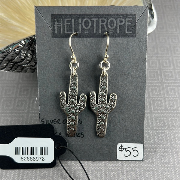 Heliotrope-Spring Winders-Local Artist Earrings: Sterling & Sterling Earring Hooks - Cactus