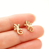 Stainless Gecko Post Earrings: Gold-Plated