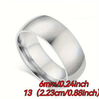 6mm Titanium Half-Dome Ring: Sizes 7-13