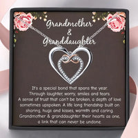 Grandmother & Granddaughter-Silver Plated w/CZ Two-Tone Double Heart Necklace w/Card