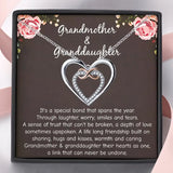Grandmother & Granddaughter-Silver Plated w/CZ Two-Tone Double Heart Necklace w/Card