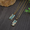 Natural Turquoise w/14kt Gold Veining Inlay Pendant & Gold-Plated Stainless Steel Chain/Necklace