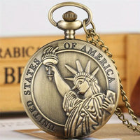 Bronze Pocket Watch/Necklace:  Statue of Liberty