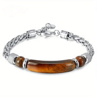 Heavy Stainless Steel Tiger's Eye Adjustable Bracelet