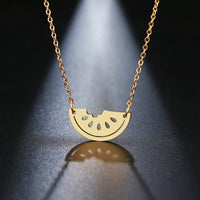 Watermelon Stainless Steel Pendant & Chain Necklace: Gold-Tone