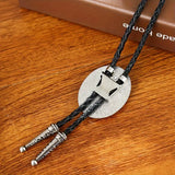 Large 2" long Tiger's Eye Cabochon Alloy Metal w/Leather Strap Bolo Tie