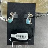 Larimar & London Blue Topaz Sterling Silver Post Earrings w/Safety Catch