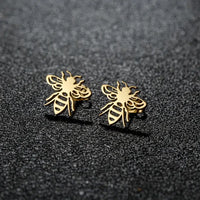 Stainless Bee Post Earrings: Gold-Plated