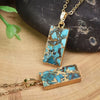 Natural Turquoise w/14kt Gold Veining Inlay Pendant & Gold-Plated Stainless Steel Chain/Necklace