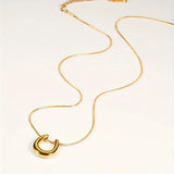 Titanium Horse Shoe U-Shaped Pendant w/Stainless Steel Snake Chain Necklace: Gold Plating