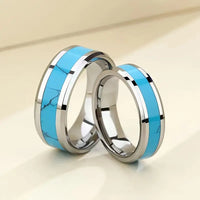 Titanium w/Faux Turquoise Inlay Ring: Sizes 7-13