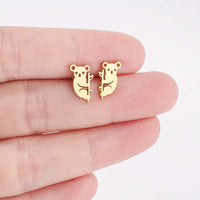 Stainless Koala Bear Post Earrings: Gold-Plated