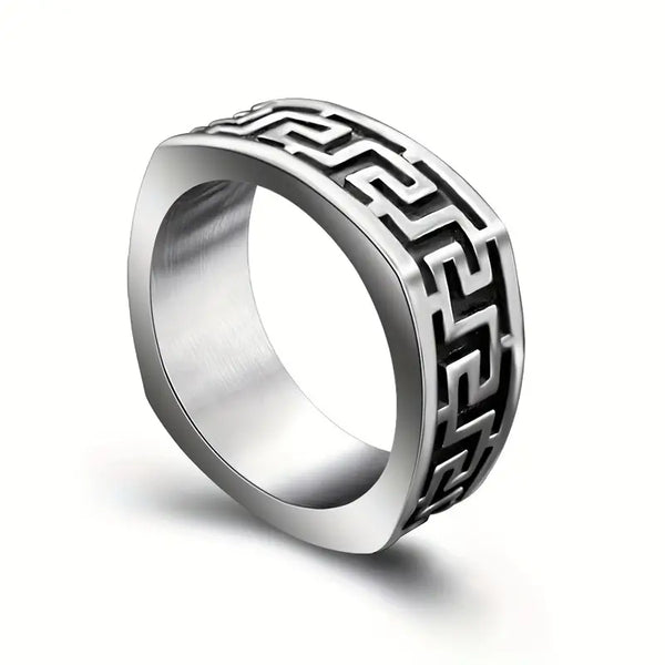 Titanium Maze Square-Shaped Ring: Available Sizes