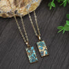 Natural Turquoise w/14kt Gold Veining Inlay Pendant & Gold-Plated Stainless Steel Chain/Necklace