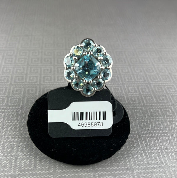 Multi-Stone Blue Topaz Sterling Silver Ring - Size 6.75