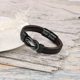 To My Son: Stainless Steel Knot w/Leather Bracelet w/Magnetic Box Clasp