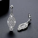 Rhodium-Plated Alloy w/Emerald & White Rhinestones Glamourous Post Earrings