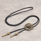 Coyboy Hat & Faux Leather Bolo Tie: Bronze Metal