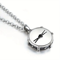 Heavy Stainless Steel Drum Pendant w/Stainless Steel Chain Necklace