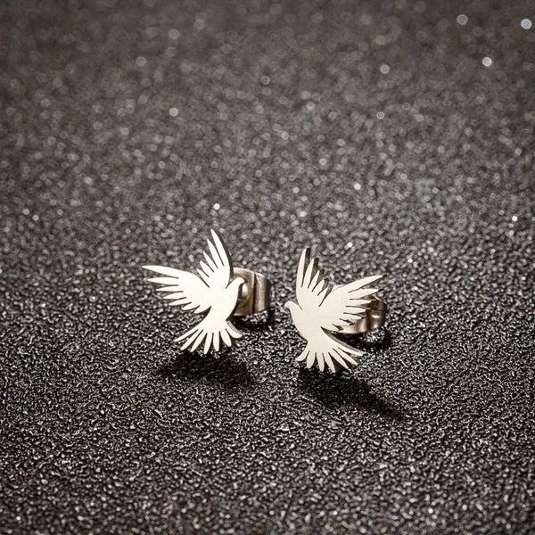Stainless Dove Post Earrings: No Plating