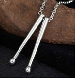 Stainless Steel Drum Sticks Pendant w/Stainless Steel Chain Necklace
