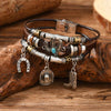 Western-Themed w/Multi-Charms, Leather, and Stainless Steel Clasp