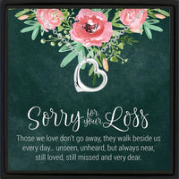 Sorry for Your Loss:  Heart-Shaped Pendant w/Stainless Steel Chain Necklace & Card