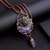 Copper Metal & Amethyst (Rough) Artisan Pendant/Necklace