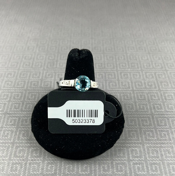 Blue & White Topaz Sterling Silver Ring - Size 8
