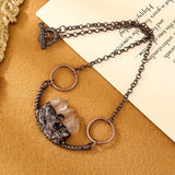 Copper Metal w/3 Crystal Quartz Stones Curved Bar Artisan Pendant/Necklace