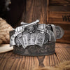 Cowboy Pistol & Cards Alloy Metal Belt Buckle and PU Leather Belt: Grey