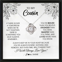 To My Cousin-Silver Plated w/CZ Clover Pendant & Stainless Steel Chain Necklace
