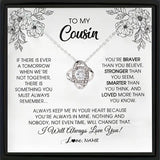To My Cousin-Silver Plated w/CZ Clover Pendant & Stainless Steel Chain Necklace