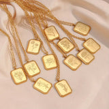 Gold-Plated Stainless Steel Birth Flower Pendant/Necklace: June/Rose