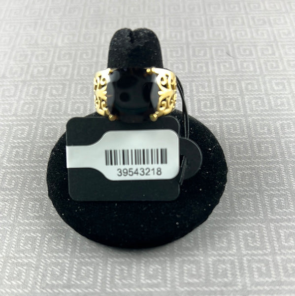 Smoky Quartz 14kt Gold-Plated Sterling Silver Ring - Size 8