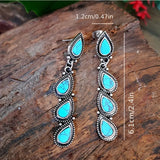 Faux Turquoise Silver Plated Alloy w/Patina Post Earrings