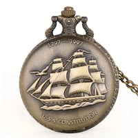 Bronze Pocket Watch/Necklace:  U.S.S. Constitution