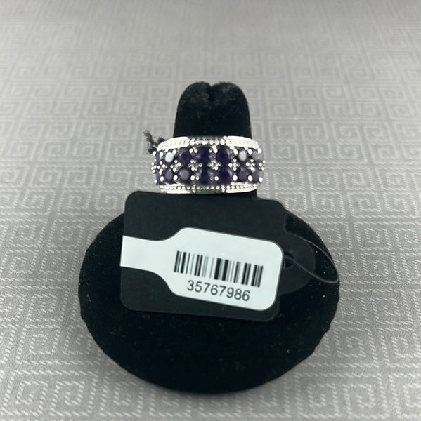 Amethyst Quartz Sterling Silver Ring: Size 6.8