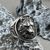Heavy Stainless Steel Ring - Wolf