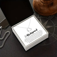 To My Bridesmaid-Stainless Steel Heart Pendant w/Stainless Steel Chain Necklace & Card