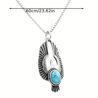 Stainless Steel Eagle w/Faux Turquoise Pendant w/Stainless Steel Box Chain Necklace
