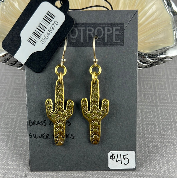 Heliotrope-Spring Winders-Local Artist Earrings: Brass & Sterling Earring Hooks - Cactus
