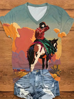 Desert Colors Native Woman on a Horse: Sizes S, M, L, XL, XXL