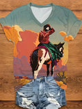 Desert Colors Native Woman on a Horse: Sizes S, M, L, XL, XXL