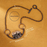 Copper Metal w/3 Crystal Quartz Stones Curved Bar Artisan Pendant/Necklace