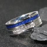 Titanium w/Blue Carbon Fiber Inlay & CZ Ring: Size 8, 11, 12, 13