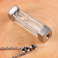 Stainless Steel Hourglass Fillable Pendant w/Stainless Steel Chain
