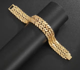 18kt Gold-Plated Stainless Steel Double-Row Station Bracelet