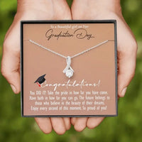 To A Beautiful Girl On Her Graduation Day-Silver Plated w/CZ Pendant Necklace & Card